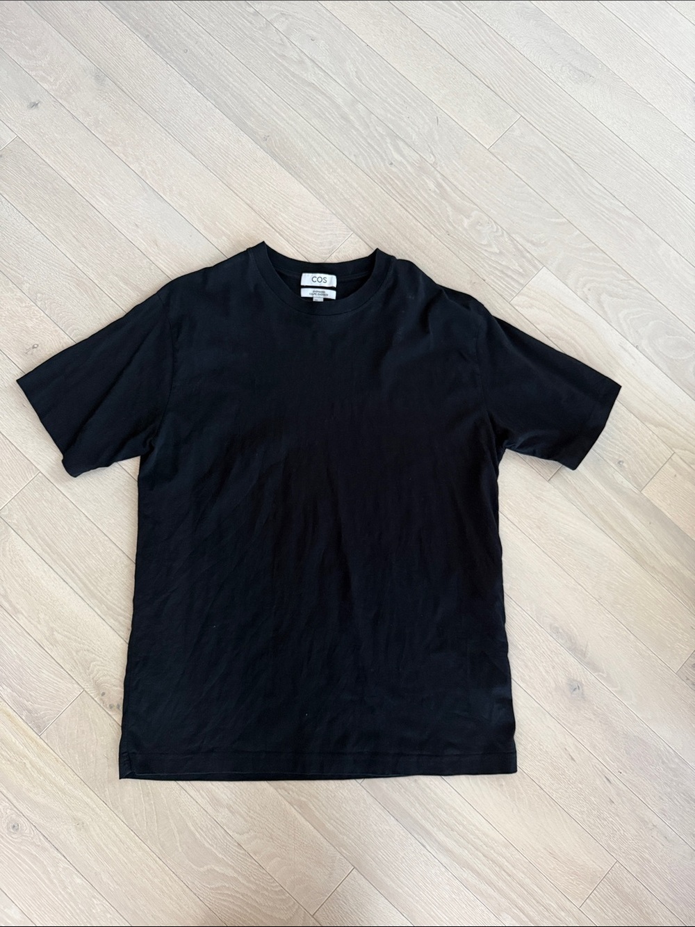 COS BLACK OVERSIZED SHORT SLEEVE SHIRT BLACK SIZE M